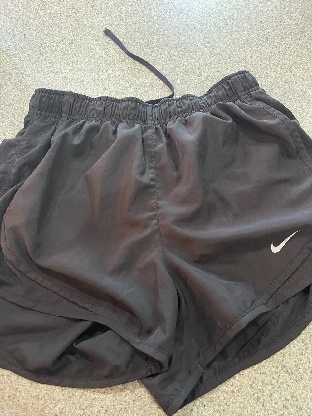 Nike Women's Black Athletic Running Shorts with White Swoosh